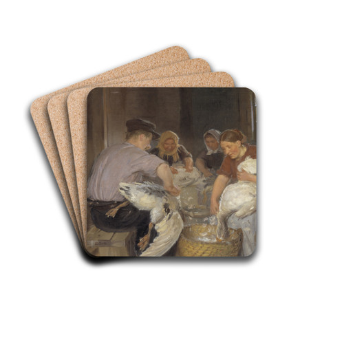 Plucking the Geese by Anna Ancher Drink Coasters - set of 4