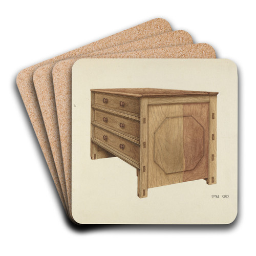 Wooden Chest by Emile Cero Art Drink Coaster set