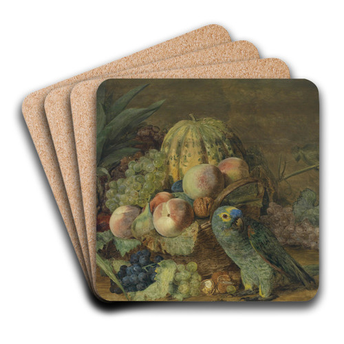 Frchtestillleben mit Papagei by Ferdinand Georg Waldmller Art Drink Coaster set