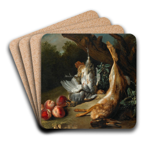 Still Life with Dead Game and Peaches in a Landscape by Jean-Baptiste Oudry Art Drink Coaster set Still Life with Dead Game and Peaches in a Landscape by Jean-Baptiste Oudry Art Drink Coaster set