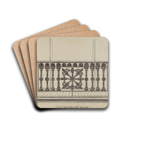 Cast Iron Balcony Rail by Lucien Verbeke Drink Coasters - set of 4