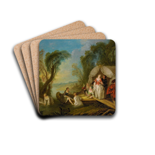 Fte Galante; La Barque De Plaisir by Jean-Baptiste Pater Drink Coasters - set of 4