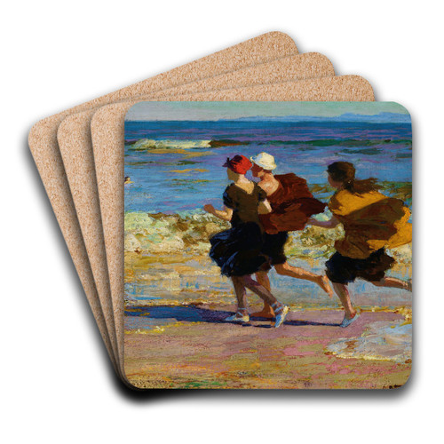 On the Beach by Edward Henry Potthast Art Drink Coaster set