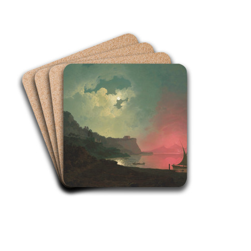 Vesuvius in eruption, viewed from Posillipo by Joseph Wright of Derby Drink Coasters - set of 4 Vesuvius in eruption, viewed from Posillipo by Joseph Wright of Derby Drink Coasters - set of 4