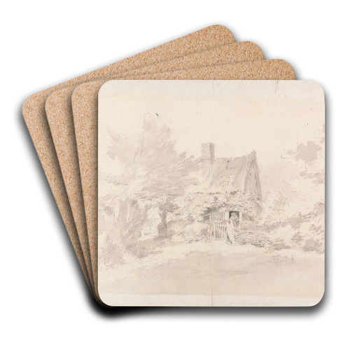Cottage among Trees by John Constable Art Drink Coaster set