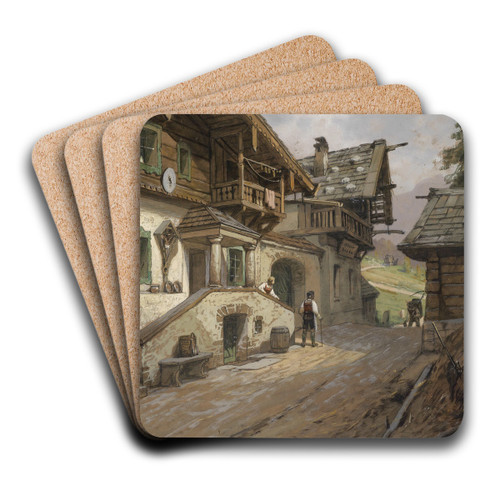 Dorfstrae in den Alpen by Georg Janny Art Drink Coaster set