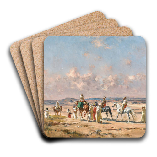 A caravan crossing the desert by Victor Huguet Art Drink Coaster set