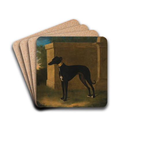 Portrait Of A Greyhound, Called Pompon by John Wootton Drink Coasters - set of 4 Portrait Of A Greyhound, Called Pompon by John Wootton Drink Coasters - set of 4