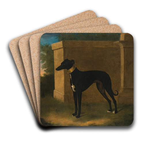 Portrait Of A Greyhound, Called Pompon by John Wootton Art Drink Coaster set Portrait Of A Greyhound, Called Pompon by John Wootton Art Drink Coaster set