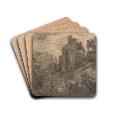 Optocht met draagkoets by Marius Bauer Drink Coasters - set of 4