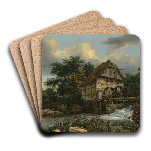 Two Watermills and an Open Sluice by Jacob van Ruisdael Art Drink Coaster set Two Watermills and an Open Sluice by Jacob van Ruisdael Art Drink Coaster set