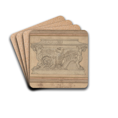 Design for a Casket with the Gonzaga Eagle by Giulio Romano Drink Coasters - set of 4