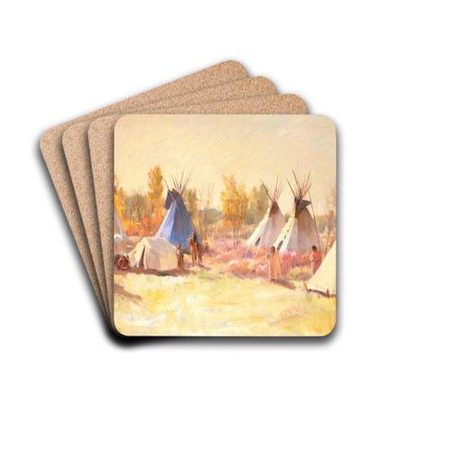 The Blue Tepee by Joseph Henry Sharp Drink Coasters - set of 4 The Blue Tepee by Joseph Henry Sharp Drink Coasters - set of 4