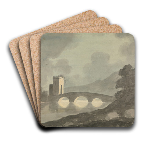 Bridge and Tower by Edward Francis Burney Art Drink Coaster set Bridge and Tower by Edward Francis Burney Art Drink Coaster set