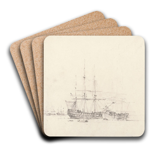 Two Ships at Anchor by John Constable Art Drink Coaster set