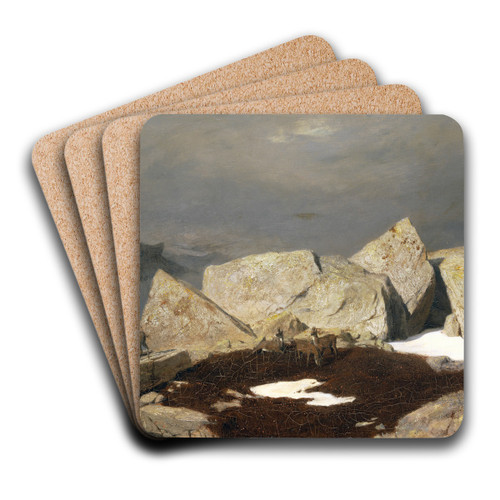 High Mountain Landscape With Chamois by Arnold Bcklin Art Drink Coaster set