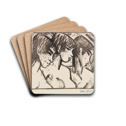 Drei Mdchen im Profil by Otto Mueller Drink Coasters - set of 4