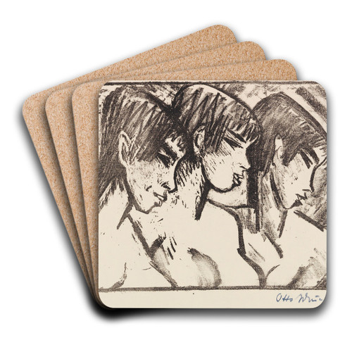 Drei Mdchen im Profil by Otto Mueller Art Drink Coaster set