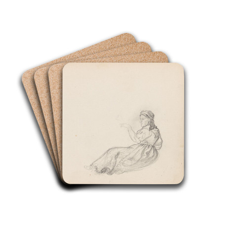 Liggende kvinnefigur by Hans Gude Drink Coasters - set of 4