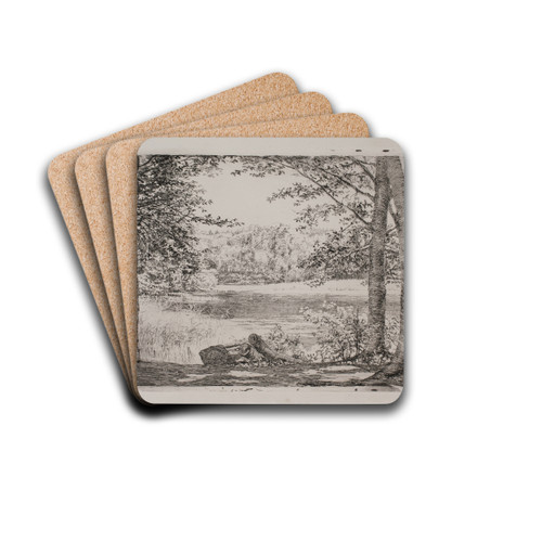 A forest lake near Hellebk by Carl Bloch Drink Coasters - set of 4