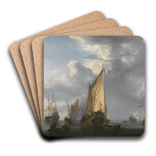 The Canon Shot by Willem van de Velde the Younger Art Drink Coaster set