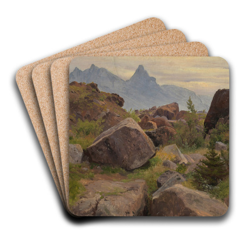 Felsstudie bei Goldau by Johann Wilhelm Schirmer Art Drink Coaster set Felsstudie bei Goldau by Johann Wilhelm Schirmer Art Drink Coaster set