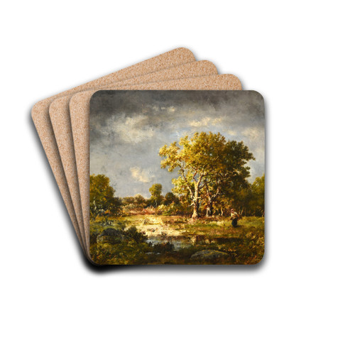 Une clairire by Narcisse-Virgile Diaz de La Pea Drink Coasters - set of 4 Une clairire by Narcisse-Virgile Diaz de La Pea Drink Coasters - set of 4