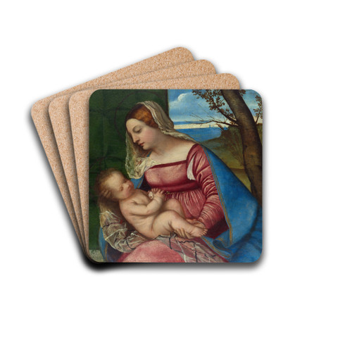 Madonna and Child by Titian Drink Coasters - set of 4
