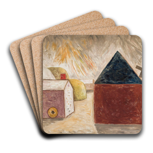 Backyard in the sunshine by Tadeusz Makowski Art Drink Coaster set