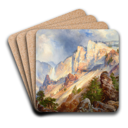 A Passing Shower in the Yellowstone Caon by Thomas Moran Art Drink Coaster set
