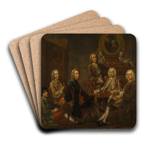 Portrait of a Group of Gentleman, with the Artist by Francis Hayman Art Drink Coaster set