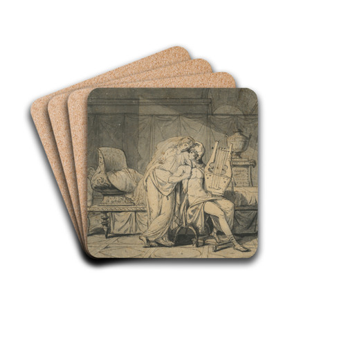 Paris and Helen by Jacques Louis David Drink Coasters - set of 4 Paris and Helen by Jacques Louis David Drink Coasters - set of 4