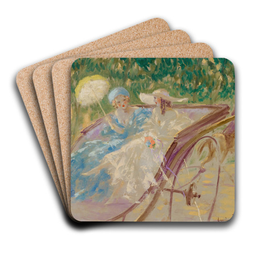 Deux lgantes en calche by Louis Icart Art Drink Coaster set Deux lgantes en calche by Louis Icart Art Drink Coaster set