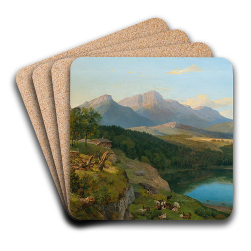 View of the Untersberg in Berchtesgadener Land by Heinrich Brandes Art Drink Coaster set