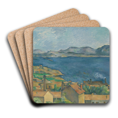 The Bay of Marseilles, Seen from L'Estaque by Paul Czanne Art Drink Coaster set