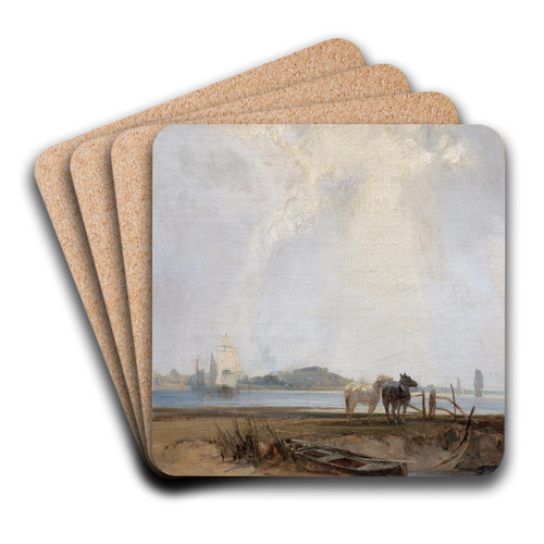 Near Quillebeuf by Richard Parkes Bonington Art Drink Coaster set