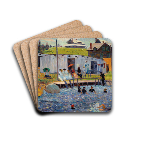 The Bathing Hour, Chester, Nova Scotia by William James Glackens Drink Coasters - set of 4