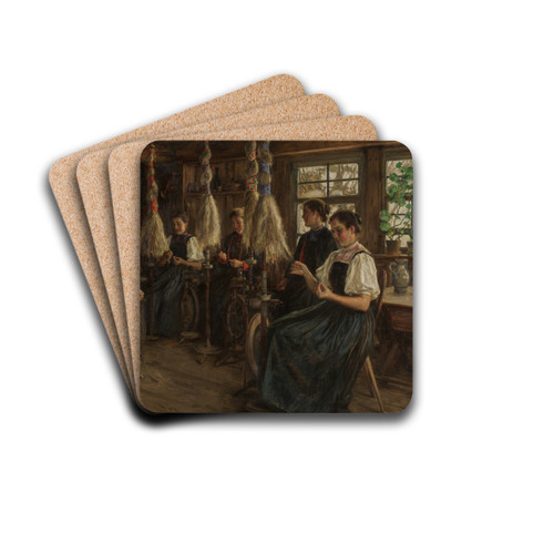 Schwarzwlder Spinnstube by Wilhelm Gustav Friedrich Hasemann Drink Coasters - set of 4 Schwarzwlder Spinnstube by Wilhelm Gustav Friedrich Hasemann Drink Coasters - set of 4