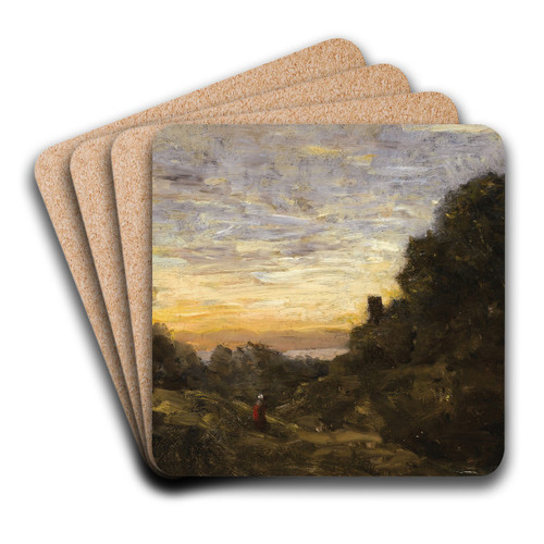 La Tour dans les Arbres (The Tower in the Trees) by Jean-Baptiste-Camille Corot Art Drink Coaster set La Tour dans les Arbres (The Tower in the Trees) by Jean-Baptiste-Camille Corot Art Drink Coaster set