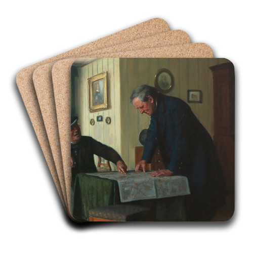 Wichtige Besprechung by Josef Kinzel Art Drink Coaster set