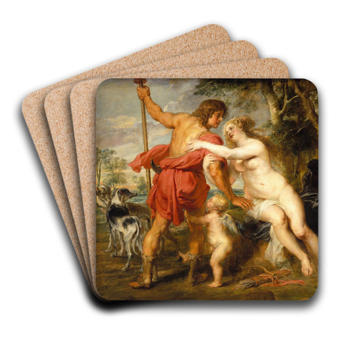 Venus and Adonis by Peter Paul Rubens Art Drink Coaster set