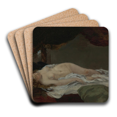 Femme Endormie by Gustave Courbet Art Drink Coaster set