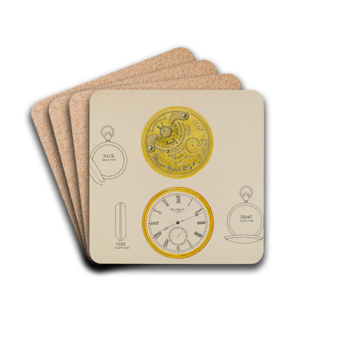 Gold Watch and Frame by Harry G. Aberdeen Drink Coasters - set of 4