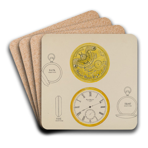 Gold Watch and Frame by Harry G. Aberdeen Art Drink Coaster set