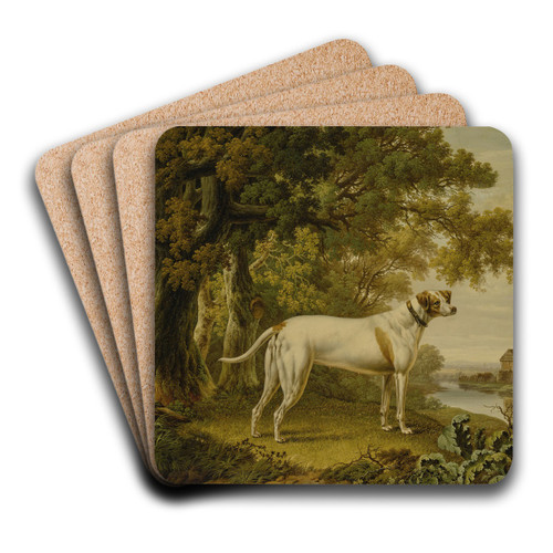 An English Pointer In A Landscape by Charles Towne Art Drink Coaster set