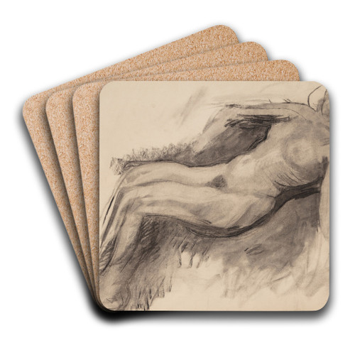 Liggende kvindelig model by Oluf Hartmann Art Drink Coaster set