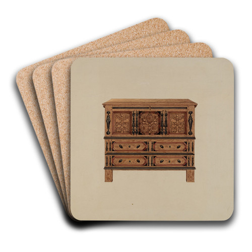 Two Drawer Sunflower Chest - front view by Martin Partyka Art Drink Coaster set Two Drawer Sunflower Chest - front view by Martin Partyka Art Drink Coaster set