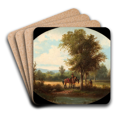 A Morning in Milk River Valley by John Mix Stanley Art Drink Coaster set