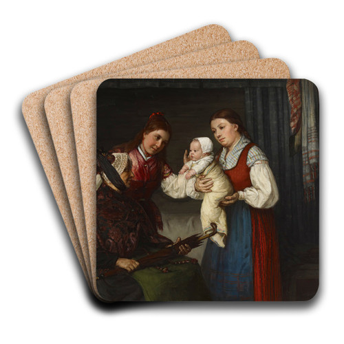 Presenting The Baby by Adolf Von Becker Art Drink Coaster set
