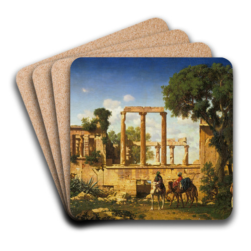 The Erechtheion, Athens by Prosper Marilhat Art Drink Coaster set The Erechtheion, Athens by Prosper Marilhat Art Drink Coaster set